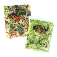 IJsbergsla naturel zak à 400 gram
of bonte slamelange zak à 300 gram